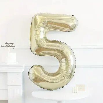 Кулька 80 см фольгована цифра золотиста "5" 1 шт (Хорошоп) 00000001554 фото