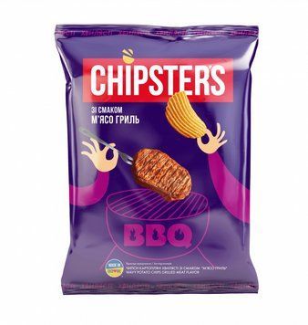 Чіпси Chipster's м'ясо гриль 110г. / 16шт 401 фото