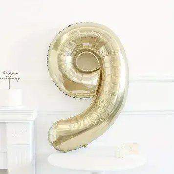 Кулька 80 см фольгована цифра золотиста "9" 1 шт (Хорошоп) 00000001542 фото