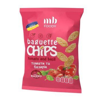 Сухарики Baguette ТМ "MB FOODY" зі смаком томату і базиліку 55г/ 9 шт 00000002317 фото