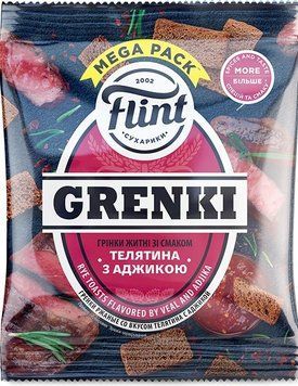 Сухарики Флінт grenki телятина з аджикою 100г. / 50 шт 355 фото