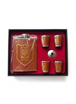 Фляга Шкіряна+4 рюмки М-122 (Хорошоп) 00000002024 фото