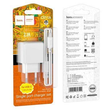 Блок+кабель 2.1A 1U USB C Cable (1m) Hoco CS11A (Хорошоп) 00000001871 фото