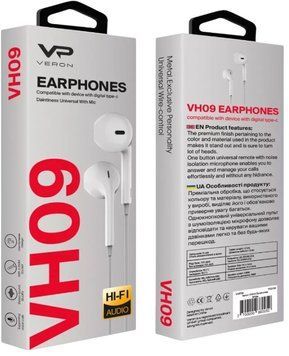 Навушники з мікрофоном 3.5mm Veron VH09 1 шт 00000001027 фото