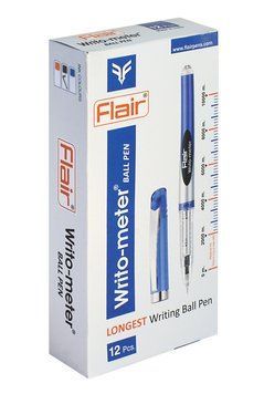 Ручка масляна Flair Writo-meter ball 10км Синя 12 шт 00000000341 фото