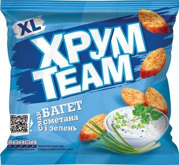 Сухарики "Хрум Теаm" багет сметана та зелень 90г. / 24шт 390 фото